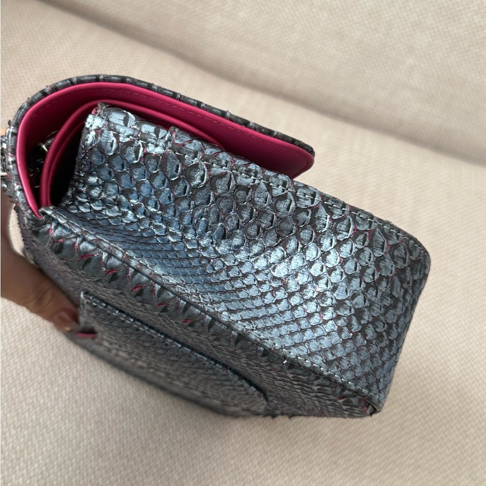 CHANEL Iridescent Blue Multicolor Python Classic … - image 8